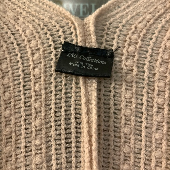 LVS Collection Open Cardigan Poncho Lightweight Peach Fringed One Size EUC - Picture 6 of 9